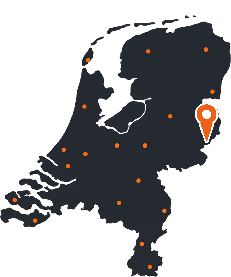 Kaart van Nederland met een markering op Enschede
