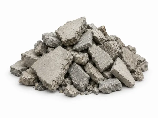 Betonpuin voor de puincontainer