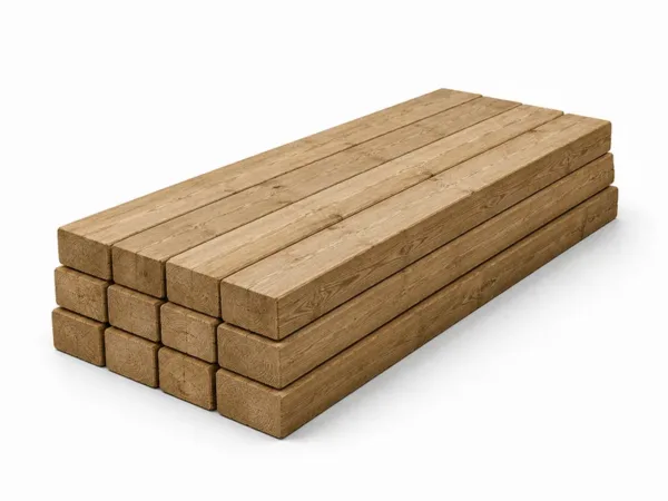 Planken en balken voor de houtcontainer
